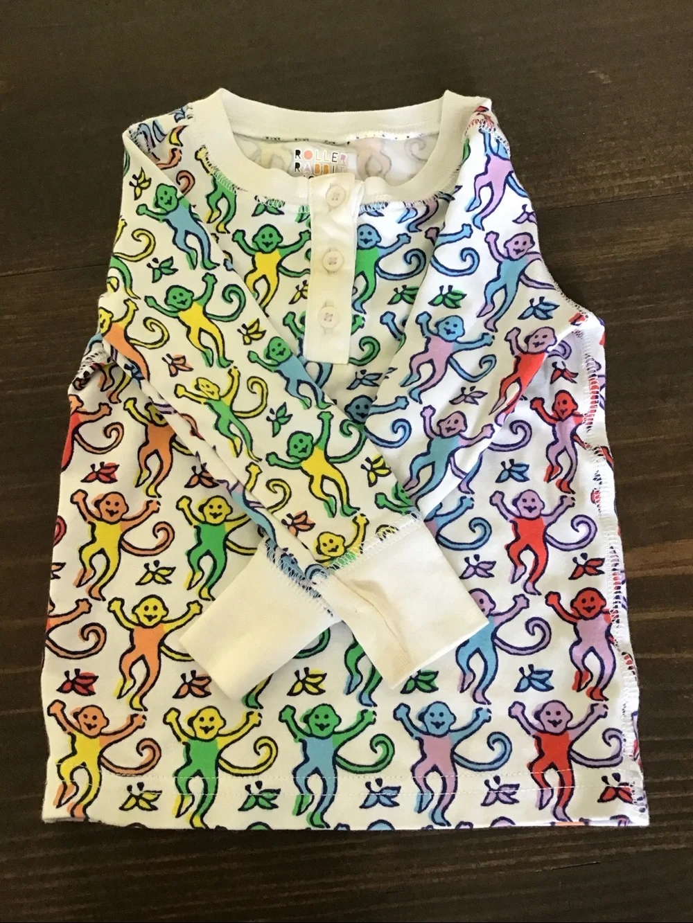 Roller Rabbit Multicolor Monkey Henley pajama top 12-18 mo